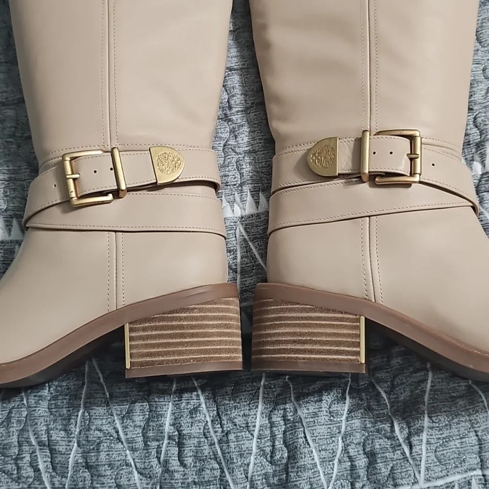 Vince Camuto Womens Gini4 Extra Wide Calf Knee High Boot In Soft Buff (Beige) 5W